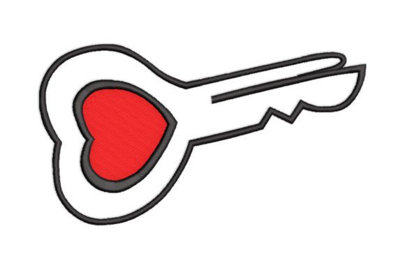 Heart Key Embroidery Design