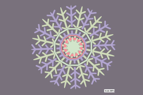 Slim Curve Iceflakes Embroidery Design