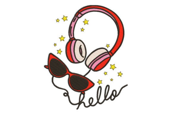 Sunglasses and Headphones Embroidery Design
